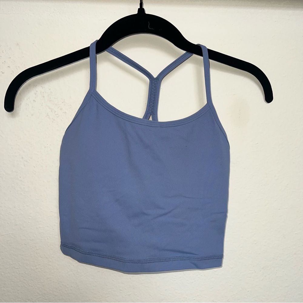 Blue Cropped Workout Tank - Picture 2 of 4